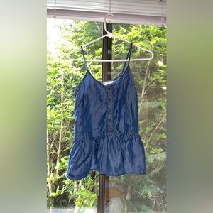Universal Thread Beautiful Blue Boho Ruffle Spaghetti Strap Tank Top